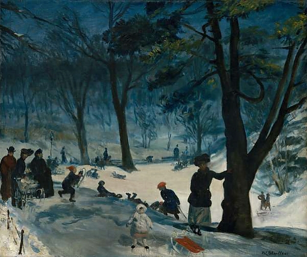 Постер Central Park, Winter, c.1905 с типом исполнения На холсте без рамы