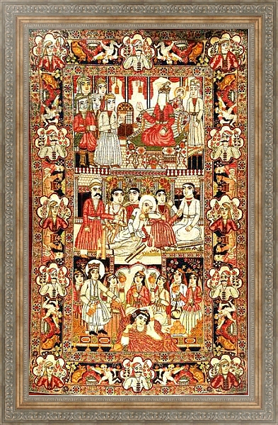Постер An antique pictorial Kirman rug, с типом исполнения На холсте в раме в багетной раме 484.M48.310