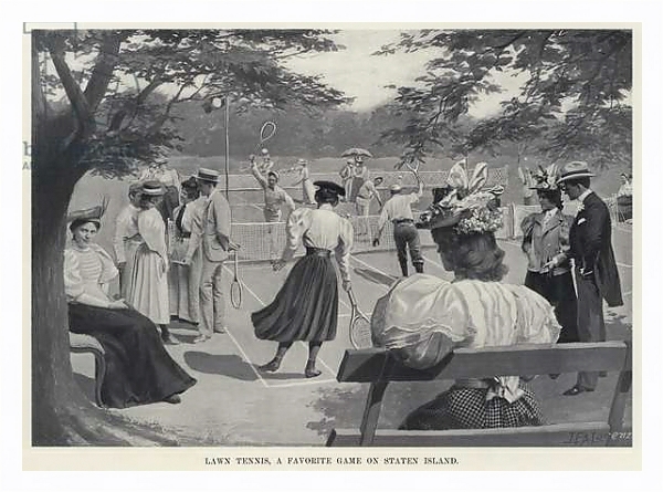 Постер Lawn Tennis, a Favorite Game on Staten Island с типом исполнения На холсте в раме в багетной раме 221-03