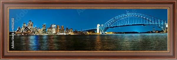Постер Австралия, Сидней. Ночная панорама города с типом исполнения На холсте в раме в багетной раме 35-M719P-83