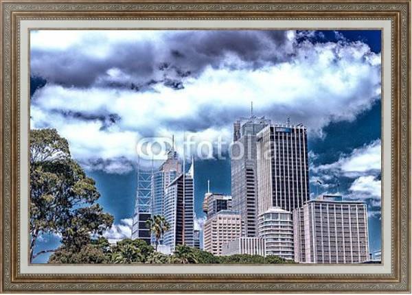 Постер Австралия, Сидней. Здания города с типом исполнения На холсте в раме в багетной раме 595.M52.330