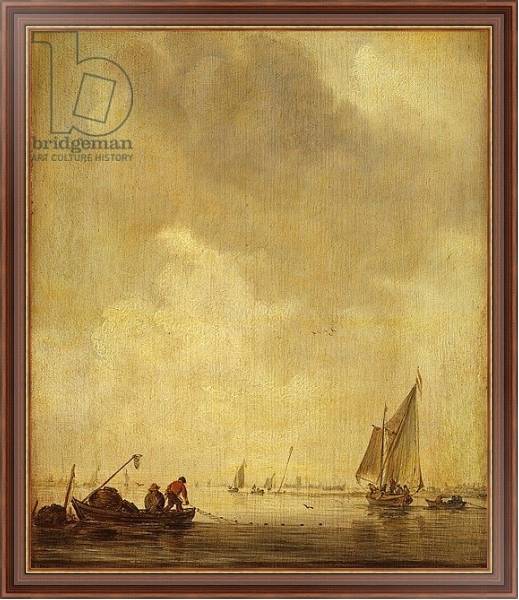 Постер A River Scene, with Fishermen Laying a Net, 1638 с типом исполнения На холсте в раме в багетной раме 35-M719P-83