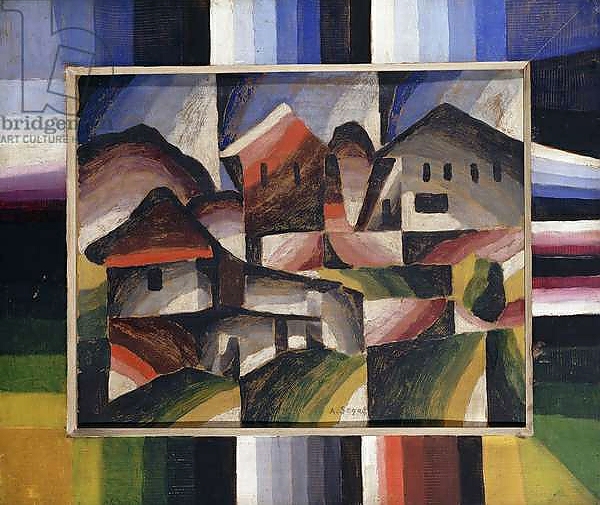 Постер House in the Landscape; Hauser in Landschaft, c.1920 с типом исполнения На холсте без рамы