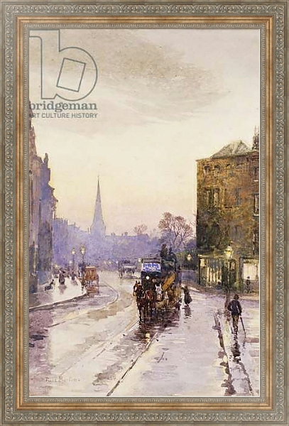 Постер Catching the Tram in Nassau Street, Dublin, с типом исполнения На холсте в раме в багетной раме 484.M48.310