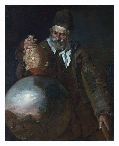 Постер Престарелый мужчина, держащий вазу с типом исполнения На холсте в раме в багетной раме 221-03