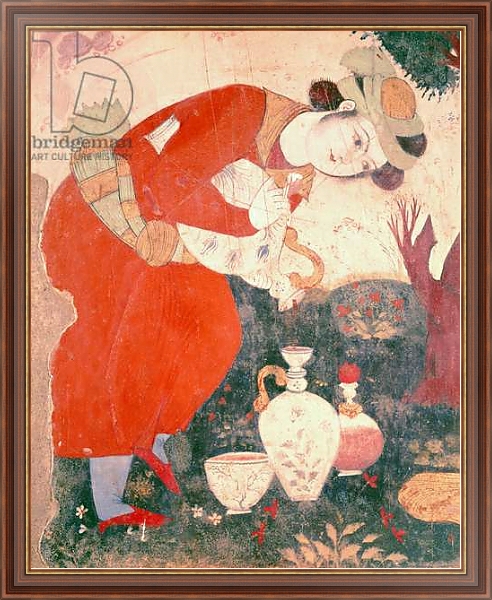 Постер Woman pouring Wine in the Court of Shah Abbas I, 1585-1627 с типом исполнения На холсте в раме в багетной раме 35-M719P-83