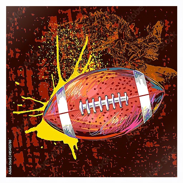 Постер Мяч для регби с типом исполнения На холсте в раме в багетной раме 221-03