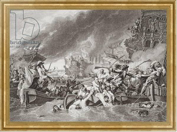 Постер The Battle of La Hogue, Destruction of the French fleet, May 22, 1692 с типом исполнения На холсте в раме в багетной раме NA033.1.051