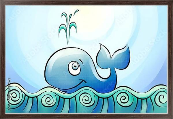 Постер Маленький кит с типом исполнения На холсте в раме в багетной раме 221-02