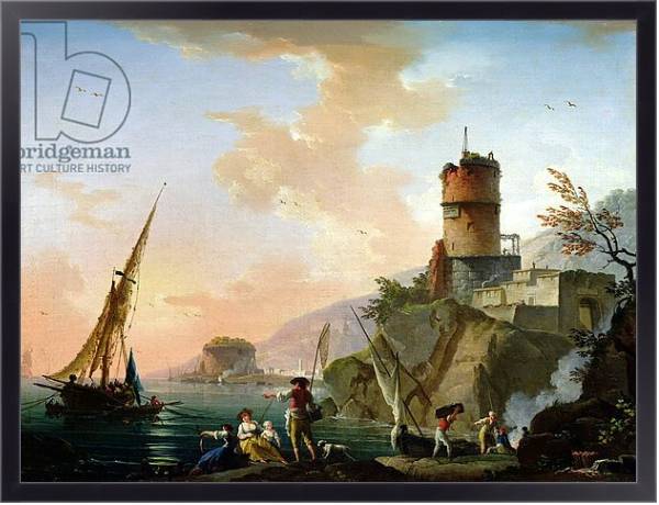 Постер View of a Mediterranean port с типом исполнения На холсте в раме в багетной раме 221-01