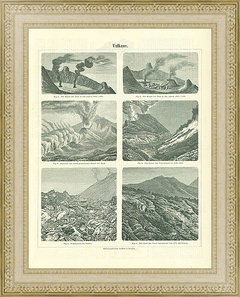 Постер Вулканы с типом исполнения Акварель в раме в багетной раме 484.M48.725