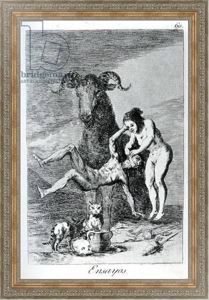 Постер Trials, plate 60 of 'Los caprichos', 1799 с типом исполнения На холсте в раме в багетной раме 484.M48.310