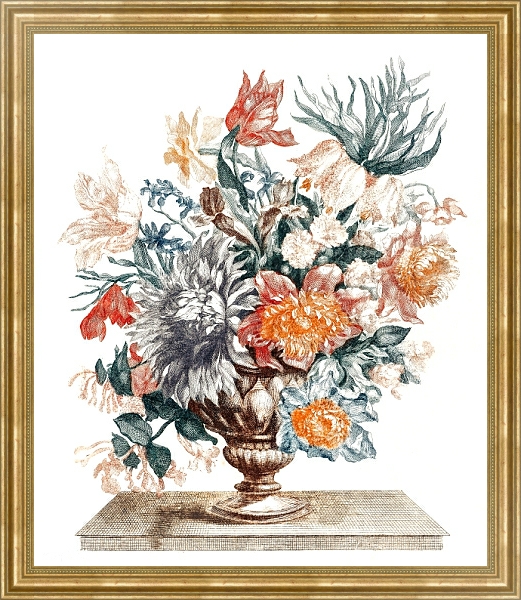 Постер Каменная ваза с цветами (1688-1698) с типом исполнения На холсте в раме в багетной раме NA033.1.051