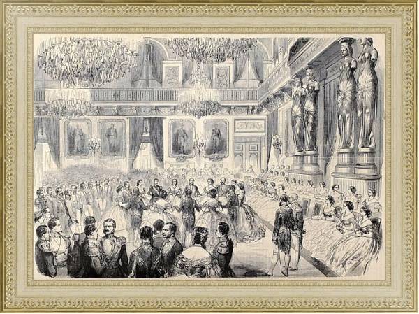 Постер Grand Bal in Tuileries Palace. Original, after drawing of G. Durand, published on “L'Illustration, J с типом исполнения Акварель в раме в багетной раме 484.M48.725