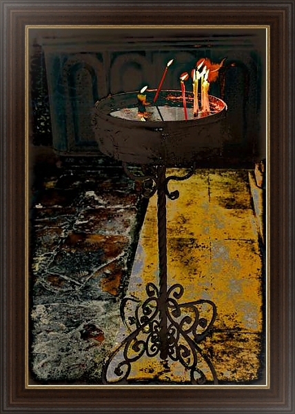 Постер Devotional Candles; from the series Church of the Holy Sepulchre, 2016 с типом исполнения На холсте в раме в багетной раме 1.023.151
