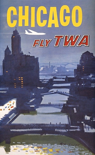 Постер Chicago – fly TWA с типом исполнения На холсте без рамы