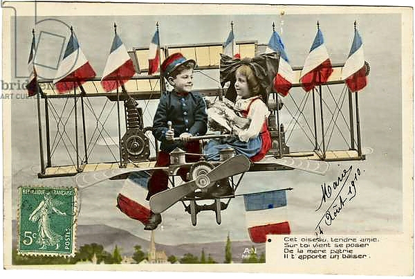 Постер Postcard: This tender bird friend on you comes to ask of the mother country it brings you a kiss, August 24, 1910 с типом исполнения На холсте без рамы