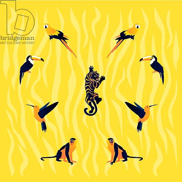 Постер animals-yellow-black с типом исполнения На холсте без рамы