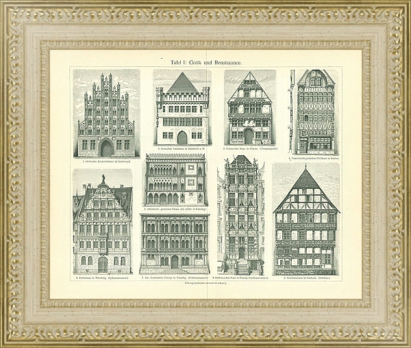 Постер Фасады зданий I: Gotik und Renaissance 1 с типом исполнения Акварель в раме в багетной раме 484.M48.725