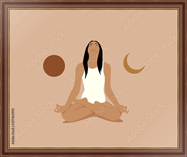 Постер Асана лотоса с солнцем и луной с типом исполнения На холсте в раме в багетной раме 35-M719P-83