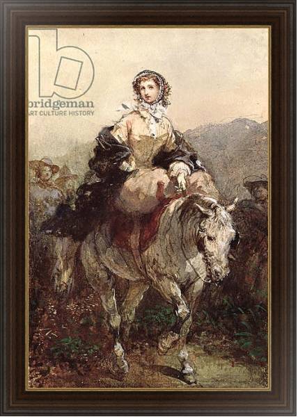Постер Young Woman on a Horse с типом исполнения На холсте в раме в багетной раме 1.023.151