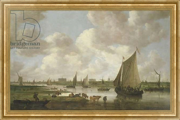 Постер A View of Leiden from the North East с типом исполнения На холсте в раме в багетной раме NA033.1.051