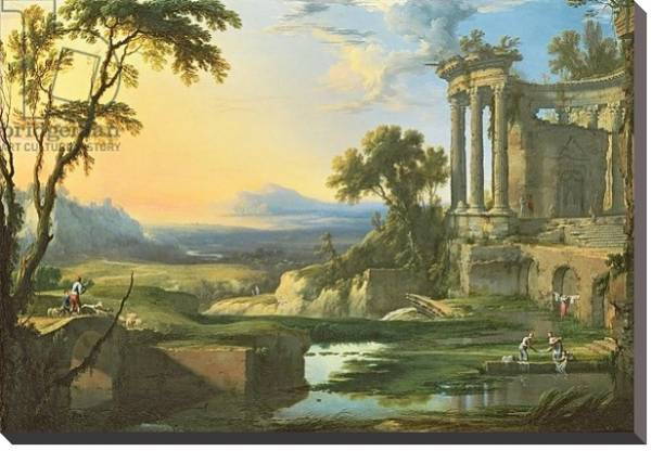 Постер Italian landscape with ruins с типом исполнения На холсте без рамы