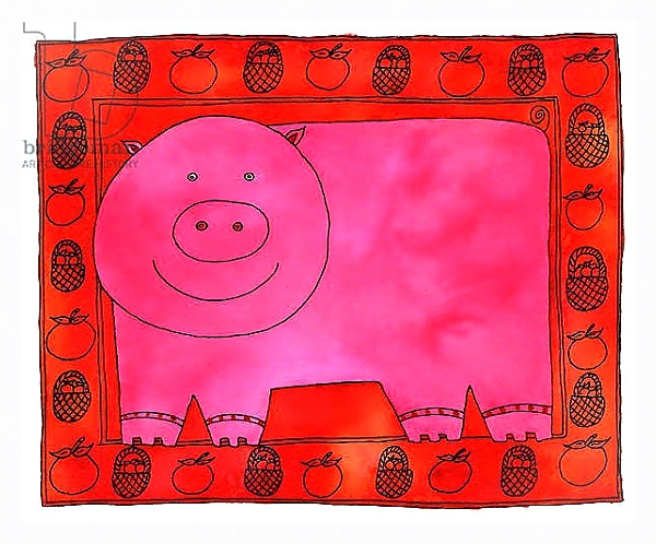 Постер Pig and Apples, 2003 с типом исполнения На холсте в раме в багетной раме 221-03