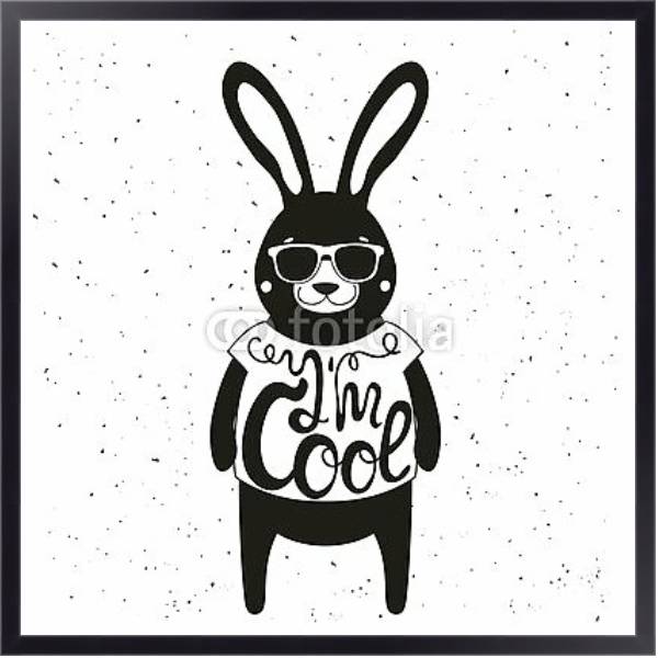 Постер Стильный кролик в солнцезащитных очках с типом исполнения На холсте в раме в багетной раме 221-01