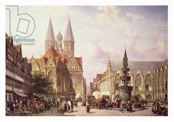 Постер Market Scene at Braunschweig с типом исполнения На холсте в раме в багетной раме 221-03