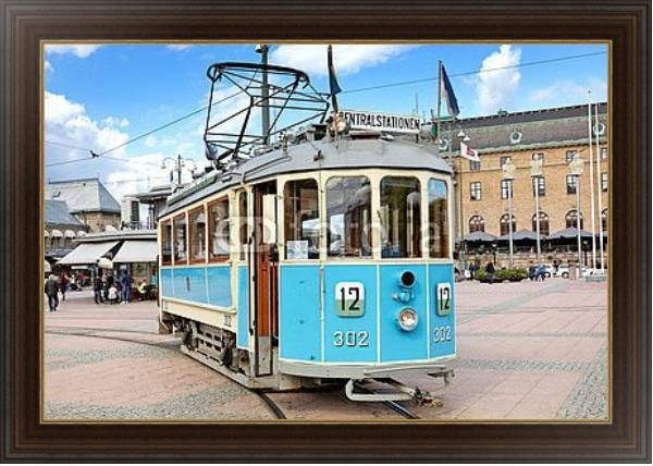 Постер исторический трамвай в Гётеборге, Швеция с типом исполнения На холсте в раме в багетной раме 1.023.151