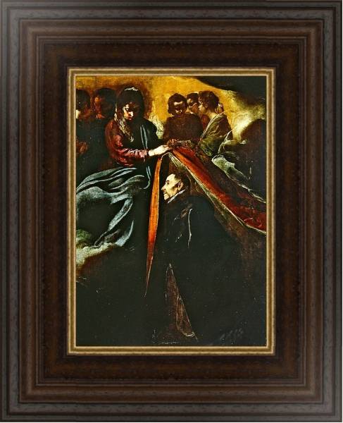 Постер The Virgin appearing to St Ildephonsus and giving him a robe с типом исполнения На холсте в раме в багетной раме 1.023.151