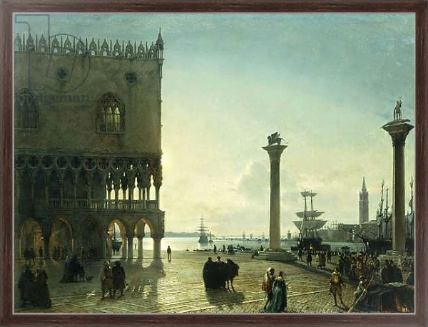 Постер Piazza San Marco at Night, с типом исполнения На холсте в раме в багетной раме 221-02