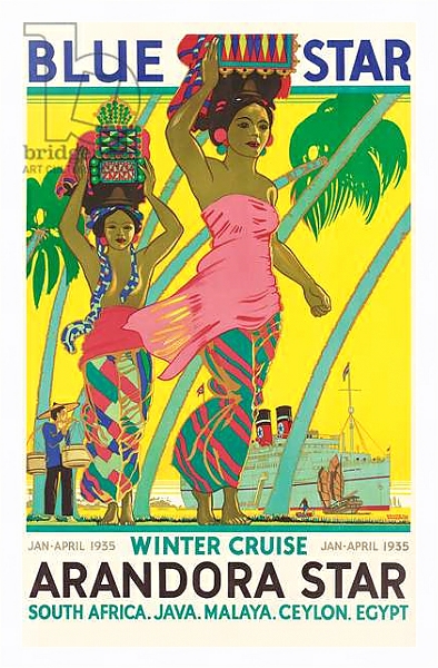 Постер Poster advertising the cruise ship 'Arandora Star', by the shipping company Blue Star Line, 1935 с типом исполнения На холсте в раме в багетной раме 221-03