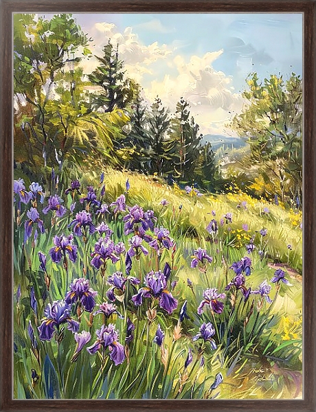 Постер Irises on the slope с типом исполнения На холсте в раме в багетной раме 221-02