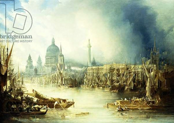 Постер A View of London with St, с типом исполнения На холсте без рамы