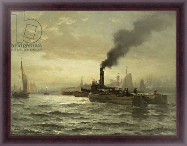 Постер New York Harbor, N.Y.C, 1880 с типом исполнения На холсте в раме в багетной раме 402-01.QA