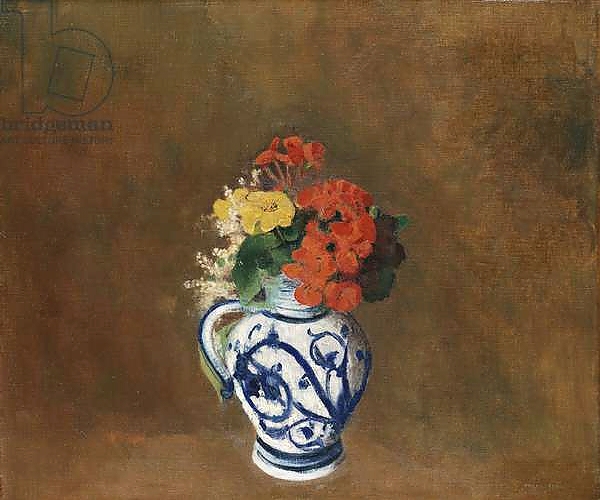 Постер Flowers in a Blue Vase, c.1900 с типом исполнения На холсте без рамы