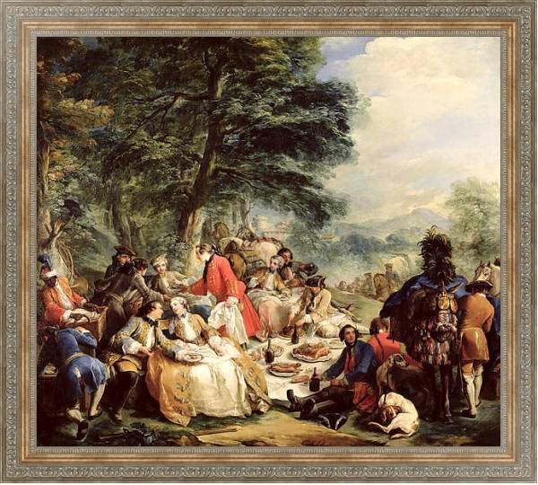 Постер The Hunt Lunch, 1737 с типом исполнения На холсте в раме в багетной раме 484.M48.310