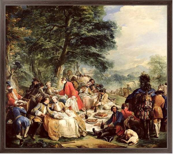 Постер The Hunt Lunch, 1737 с типом исполнения На холсте в раме в багетной раме 221-02