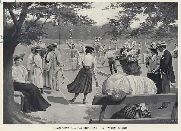 Постер Lawn Tennis, a Favorite Game on Staten Island с типом исполнения На холсте без рамы