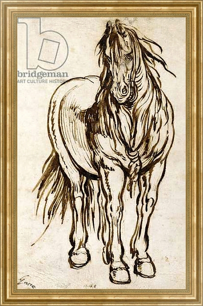 Постер Study of a Horse, с типом исполнения На холсте в раме в багетной раме NA033.1.051