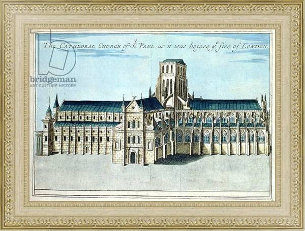Постер St. Paul's Cathedral before it was destroyed by the Fire of London c.1700 с типом исполнения Акварель в раме в багетной раме 484.M48.725