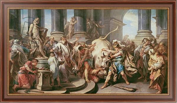 Постер Theseus conquering the bull at Marathon, 1732-34 с типом исполнения На холсте в раме в багетной раме 35-M719P-83