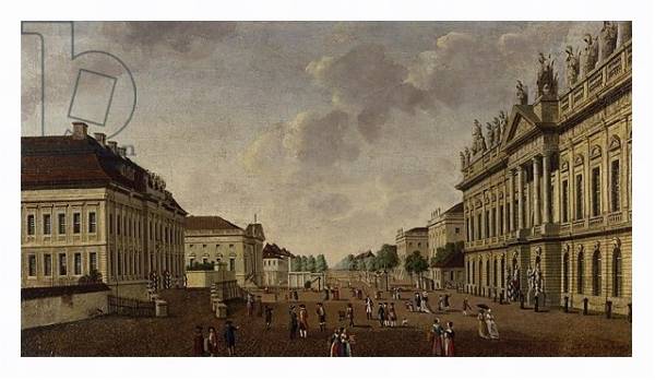 Постер View of the armory and Unter den Linden Street, 1786 с типом исполнения На холсте в раме в багетной раме 221-03