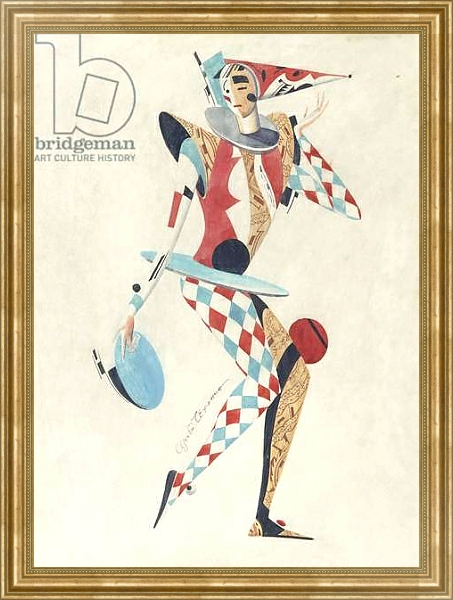 Постер Costume design for a Harlequin с типом исполнения На холсте в раме в багетной раме NA033.1.051
