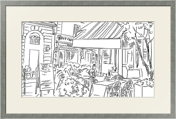 Постер Париж в Ч/Б рисунках #26 с типом исполнения Под стеклом в багетной раме 1727.2510