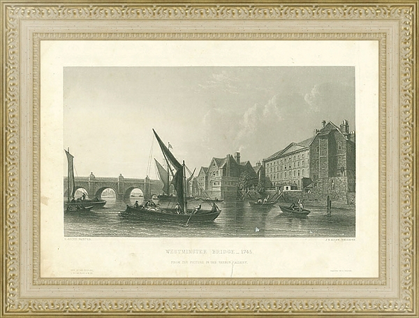 Постер Вестминстерский мост - 1745 с типом исполнения Акварель в раме в багетной раме 484.M48.725
