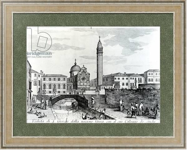 Постер View of San Giorgio dei Greci and the Flanginian School, Venice с типом исполнения Акварель в раме в багетной раме 485.M40.584
