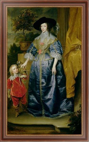Постер Queen Henrietta Maria and her dwarf Sir Jeffrey Hudson, c.1633 с типом исполнения На холсте в раме в багетной раме 35-M719P-83